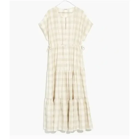 Madewell Button-Front Tiered Midi Dress in Undyed Gingham Edition (XL) - Picture 6 of 7